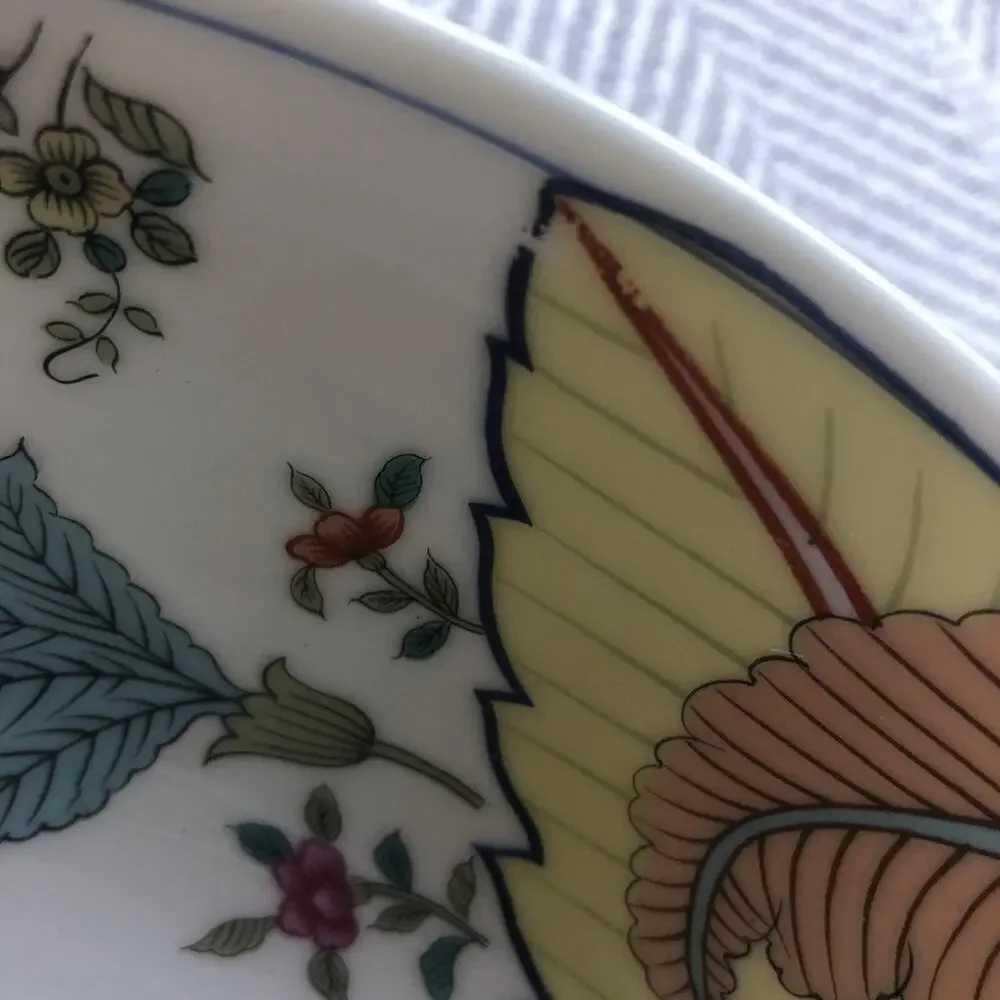 Serving Bowl Tobacco Leaf Genus Nicotiana Fine China by Mann Colorful 8.25
